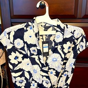 Navy and white floral dress